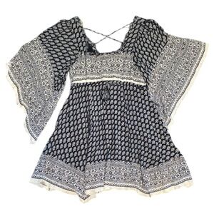 Free People Black and White Patterned Dress